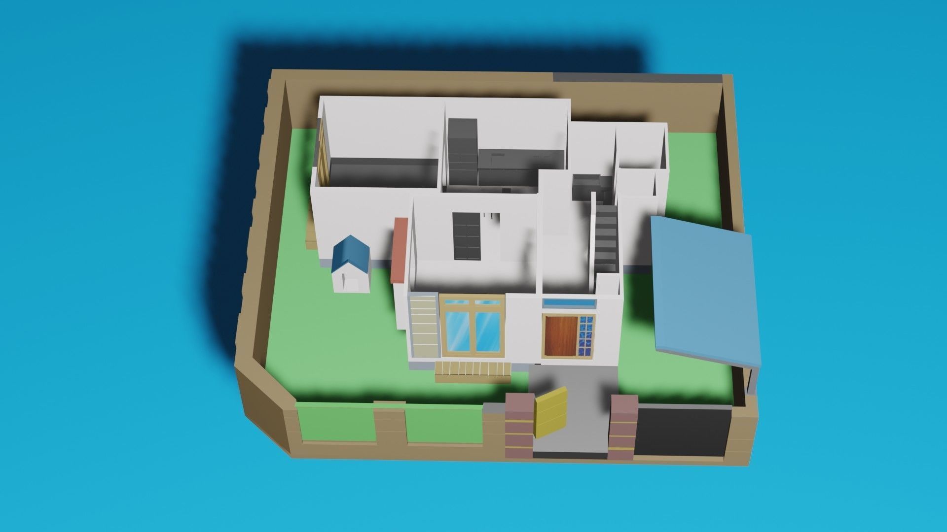 Japanese house  Low-poly 3D model_5