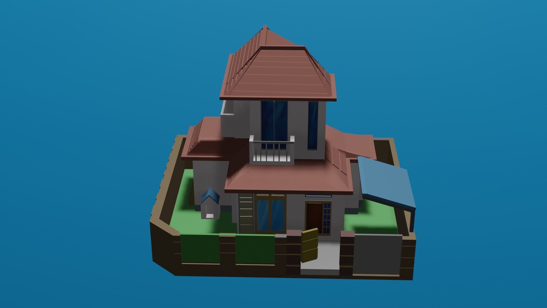 Japanese house  Low-poly 3D model_1