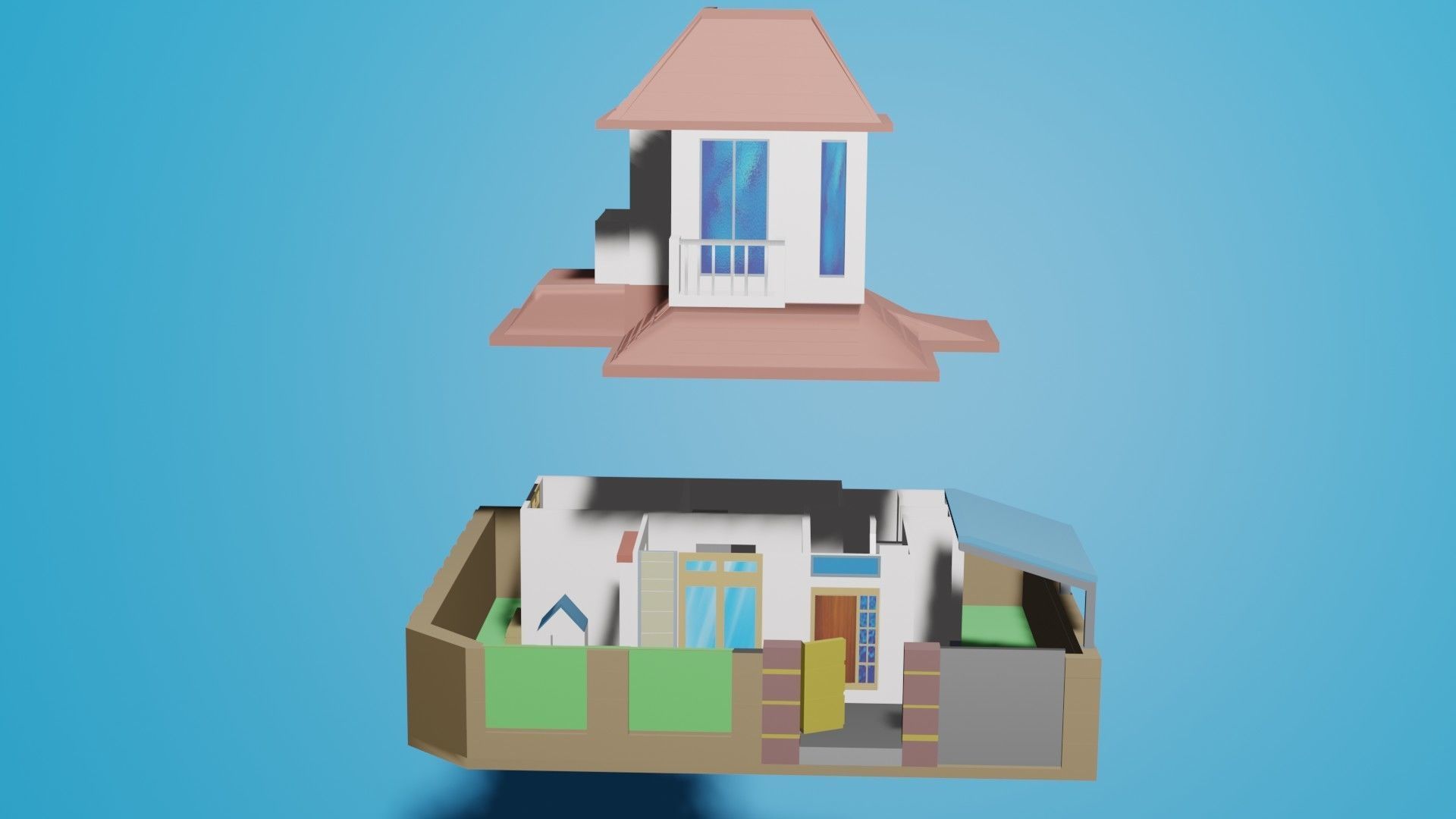 Japanese house  Low-poly 3D model_4