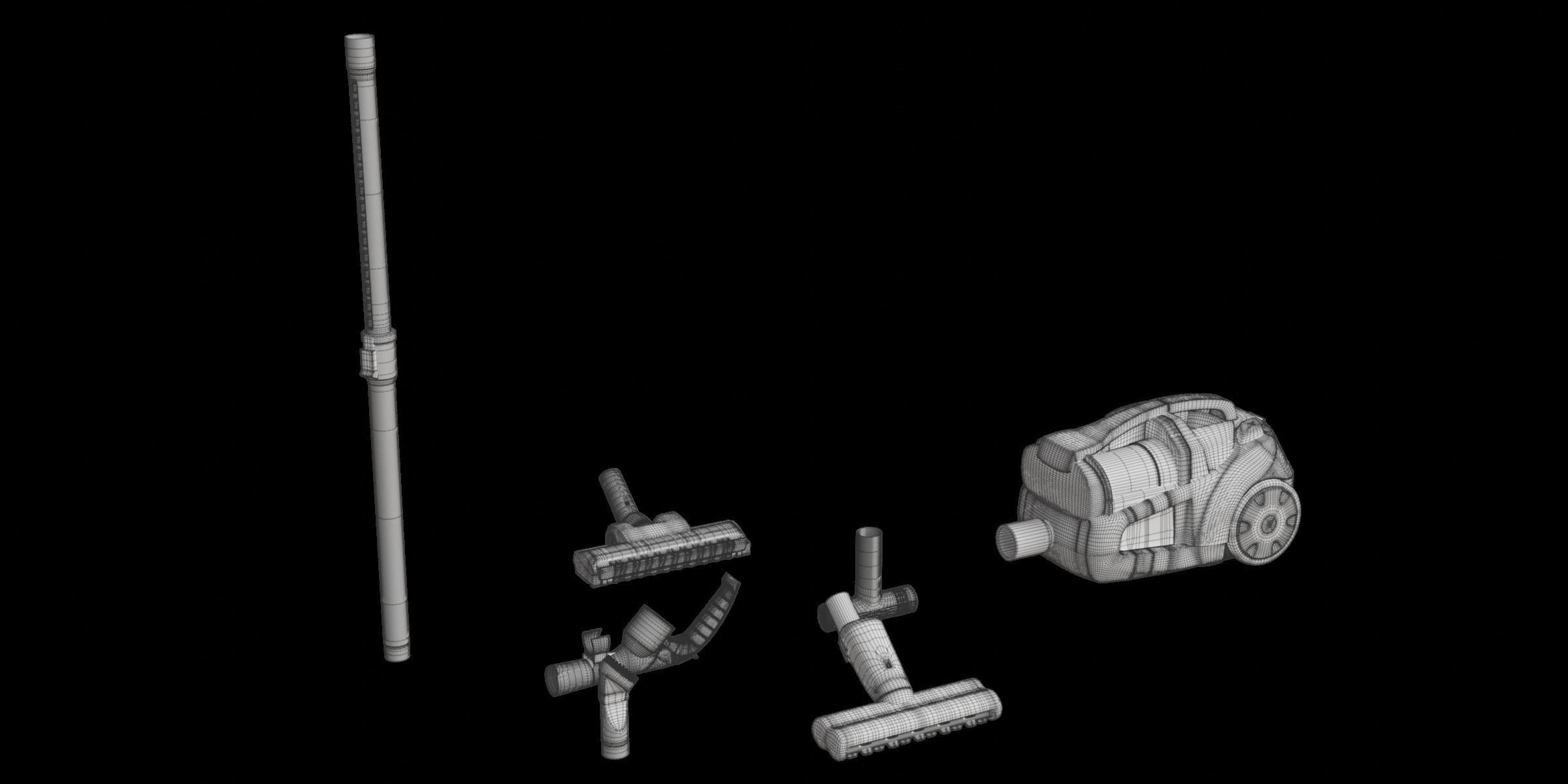 Red Modern Vacuum Cleaner 3D model_2