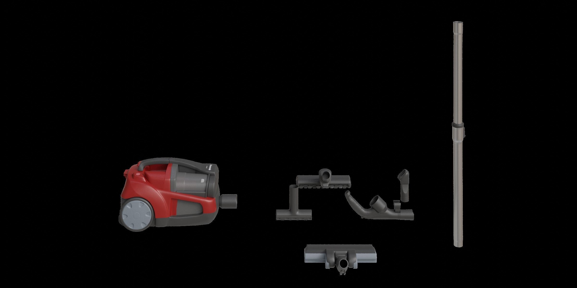Red Modern Vacuum Cleaner 3D model_10