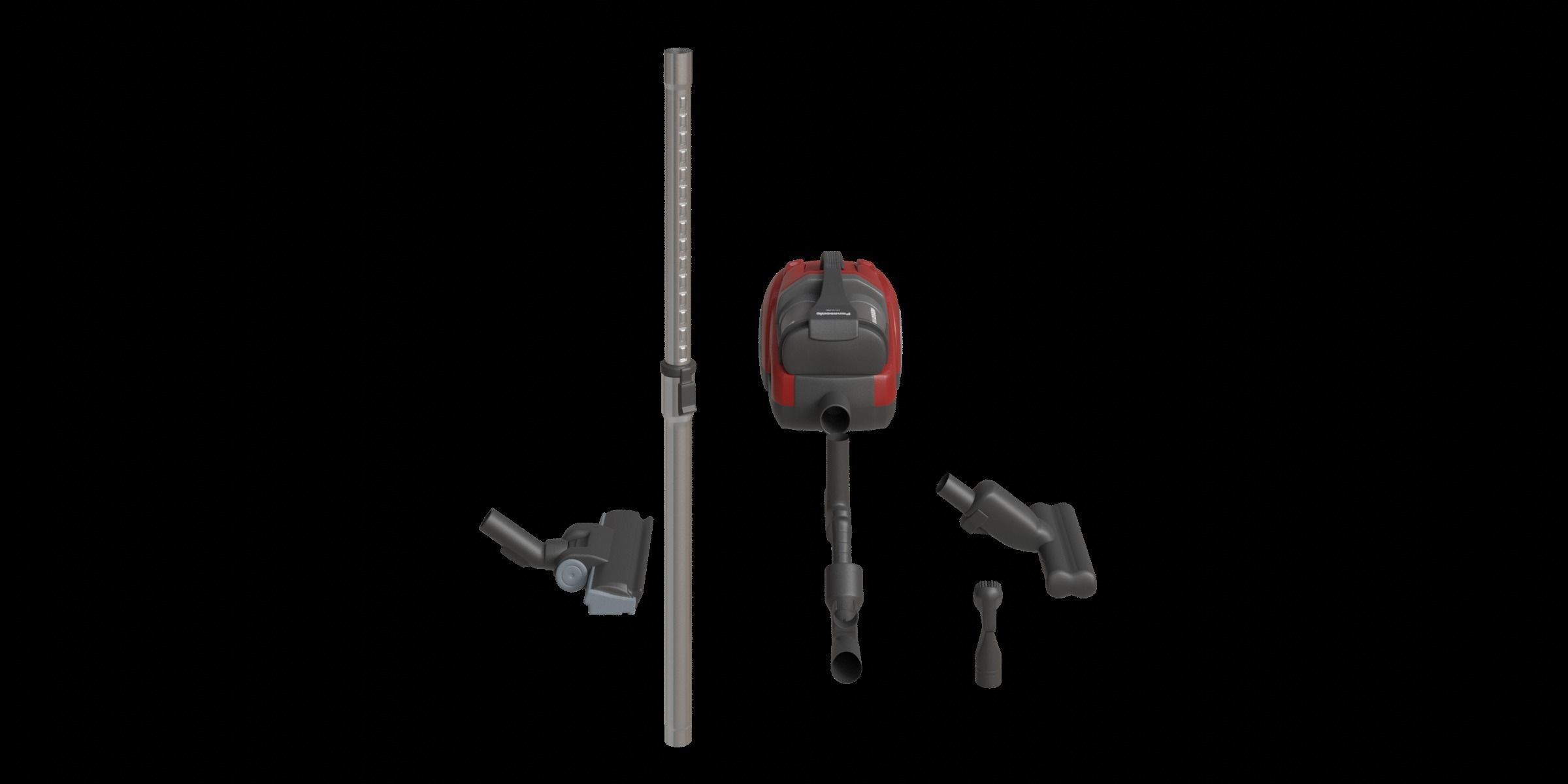 Red Modern Vacuum Cleaner 3D model_9