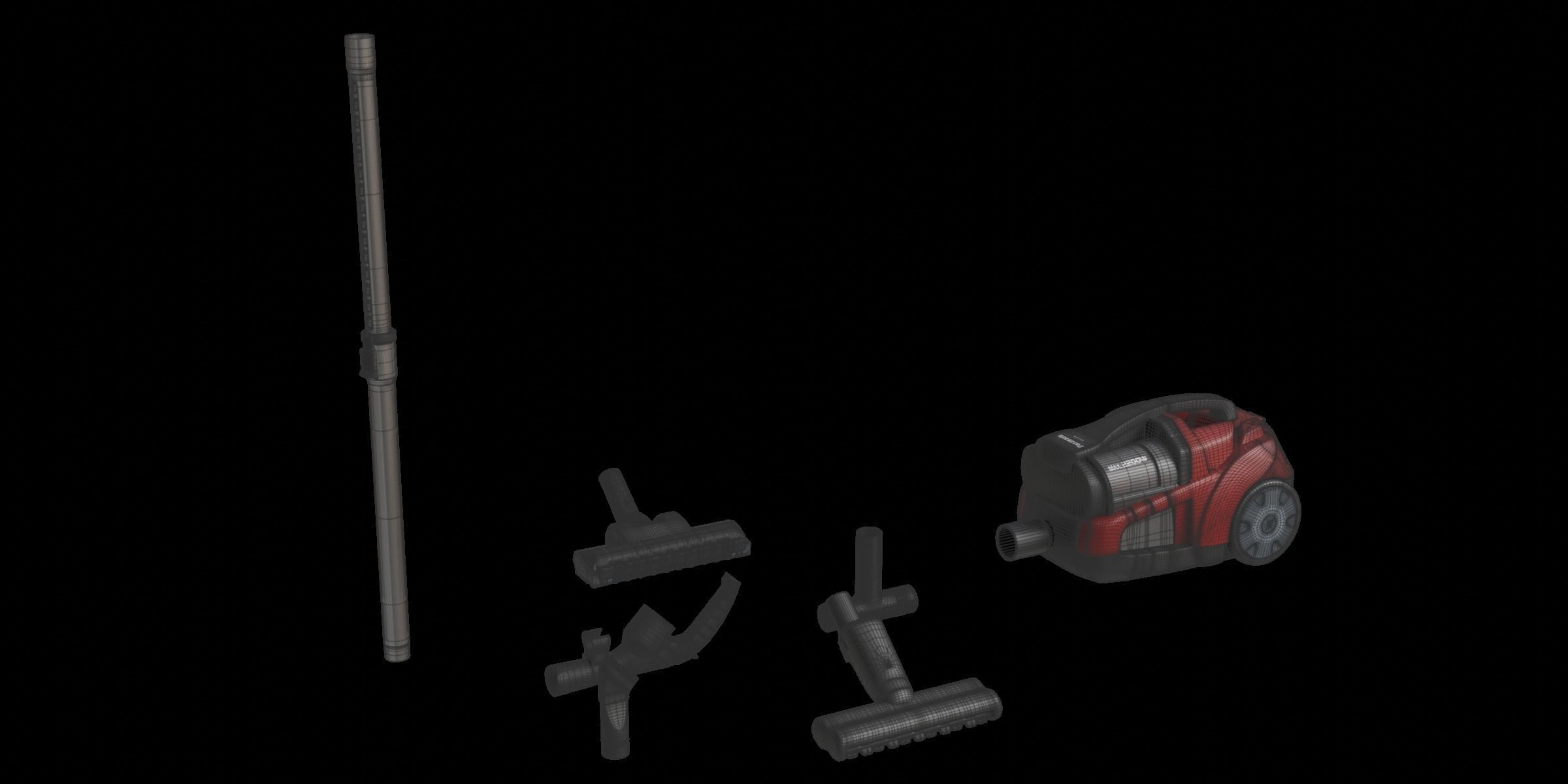 Red Modern Vacuum Cleaner 3D model_3