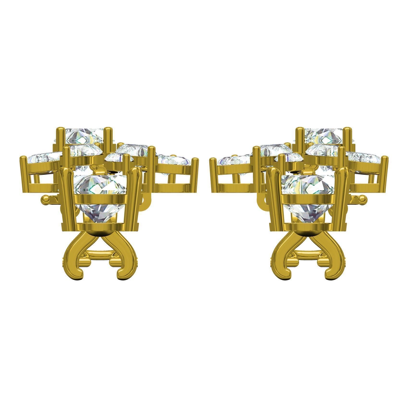 Marquise Diamond Flower Cluster Pear Drop Earring 3D print model_3