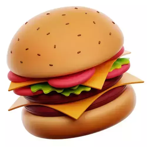 Cheeseburger 3D Icon Low-poly 3D model