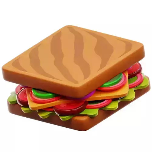 Sandwich 3D Icon Low-poly 3D model