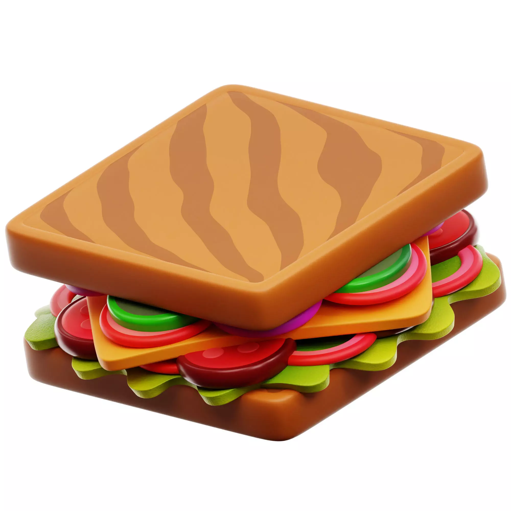 Sandwich 3D Icon Low-poly 3D model_0