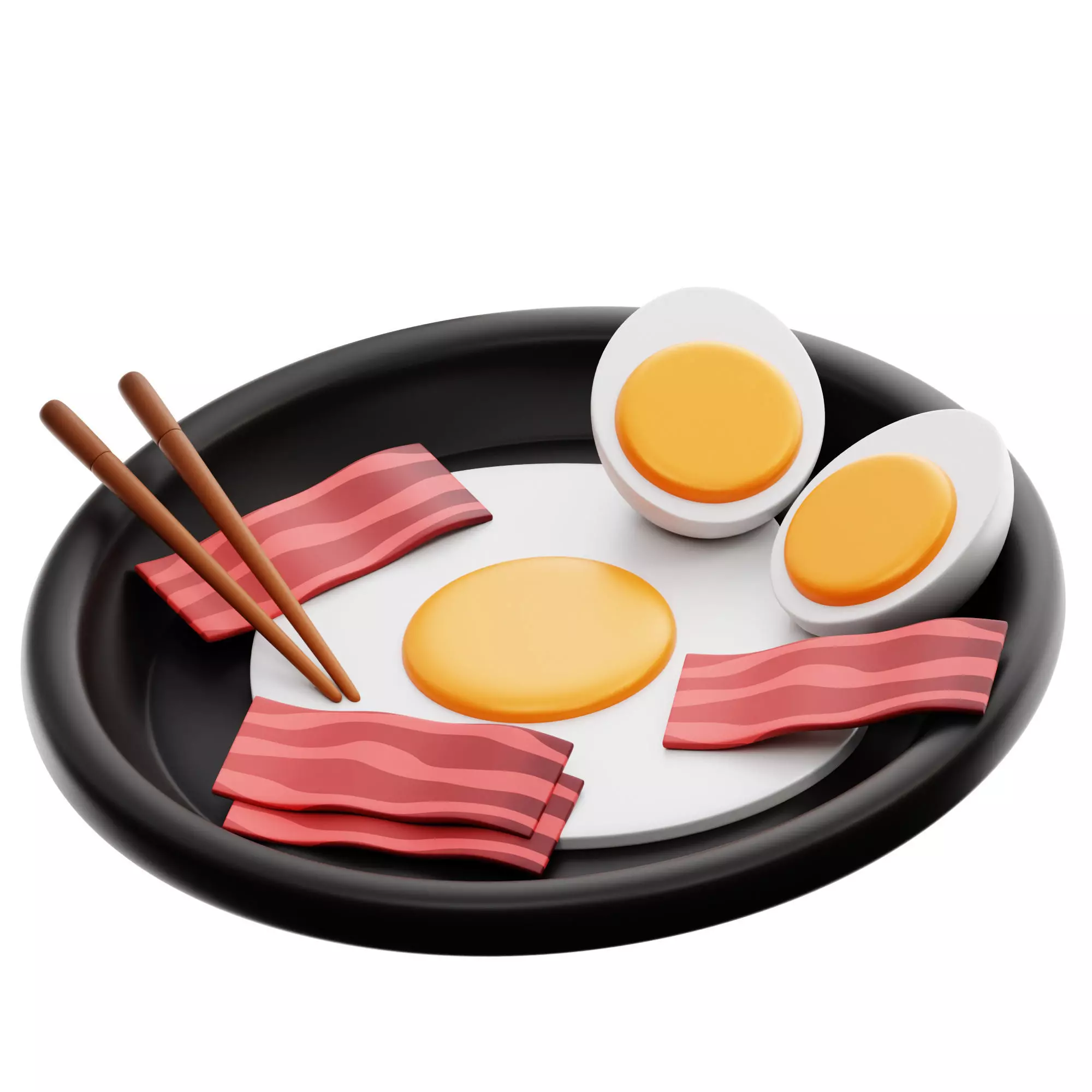 Fried Egg and Beef 3D Icon Low-poly 3D model
