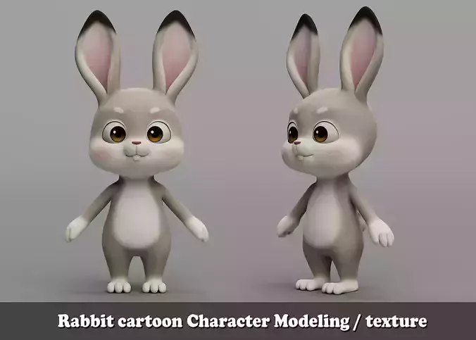 Rabbit cartoon character modeling textures  3D model