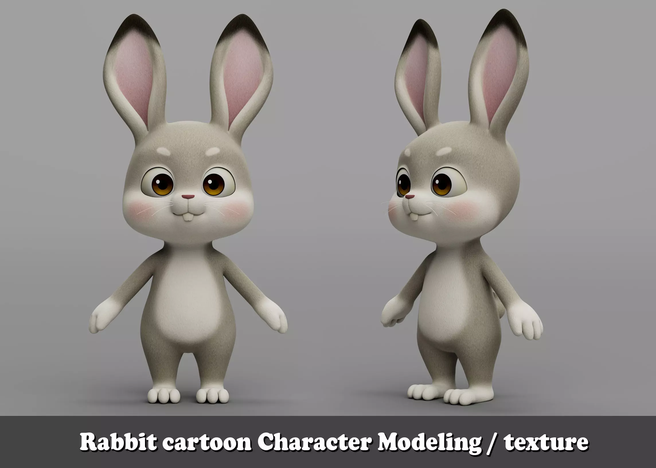 Rabbit cartoon character modeling textures  3D model_0