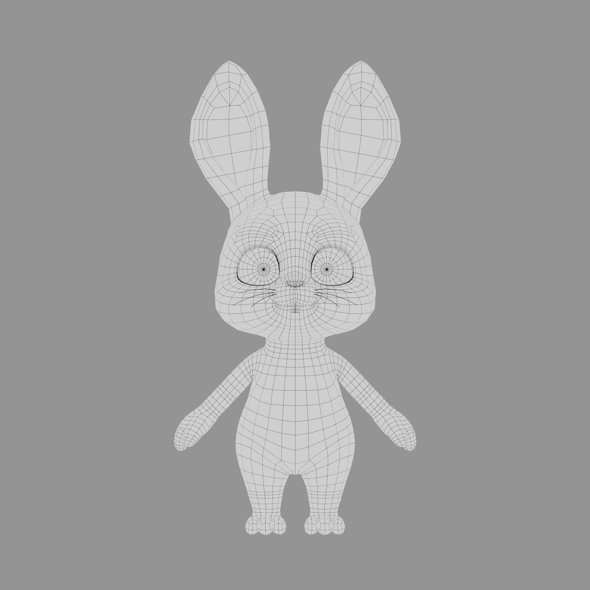 Rabbit cartoon character modeling textures  3D model_7