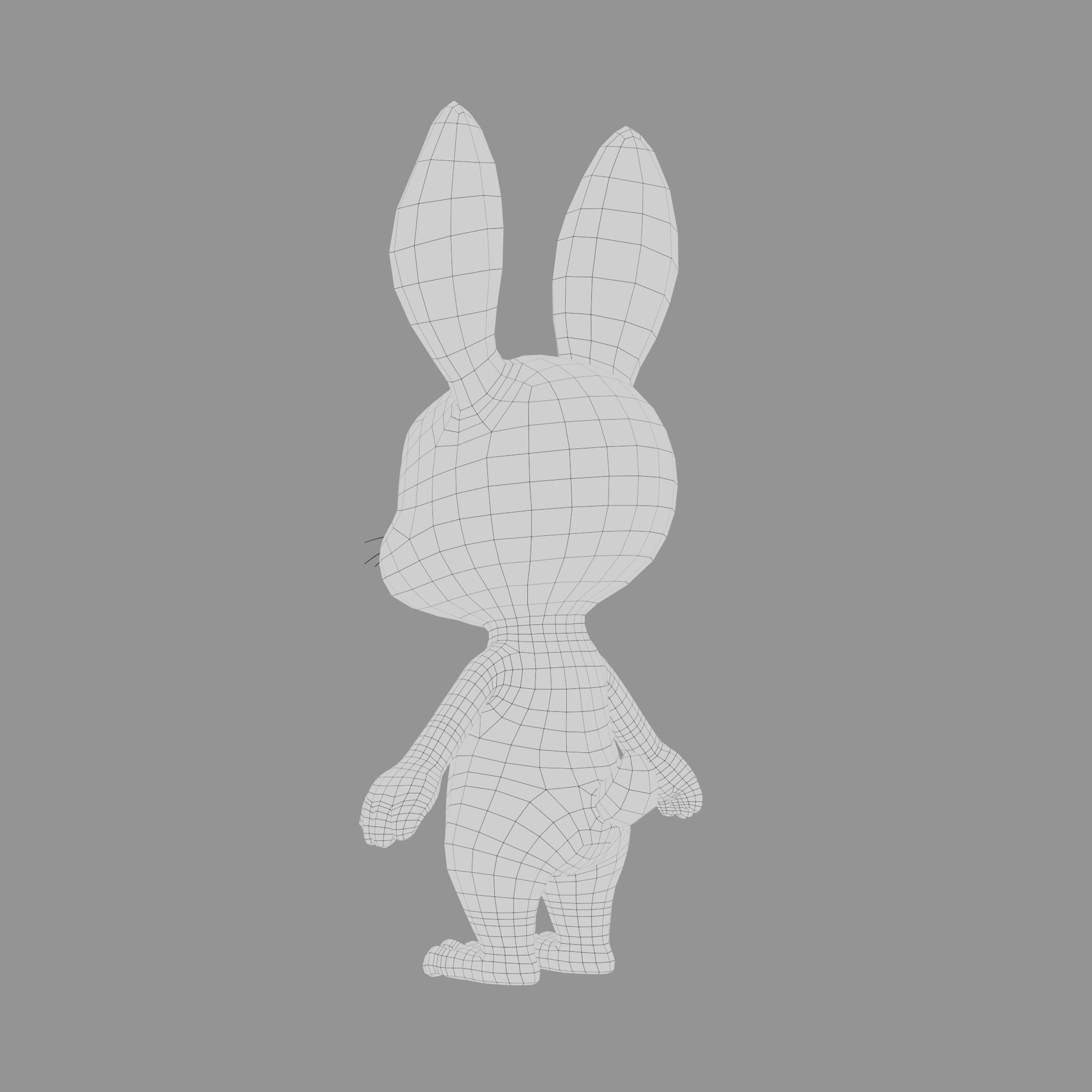Rabbit cartoon character modeling textures  3D model_10