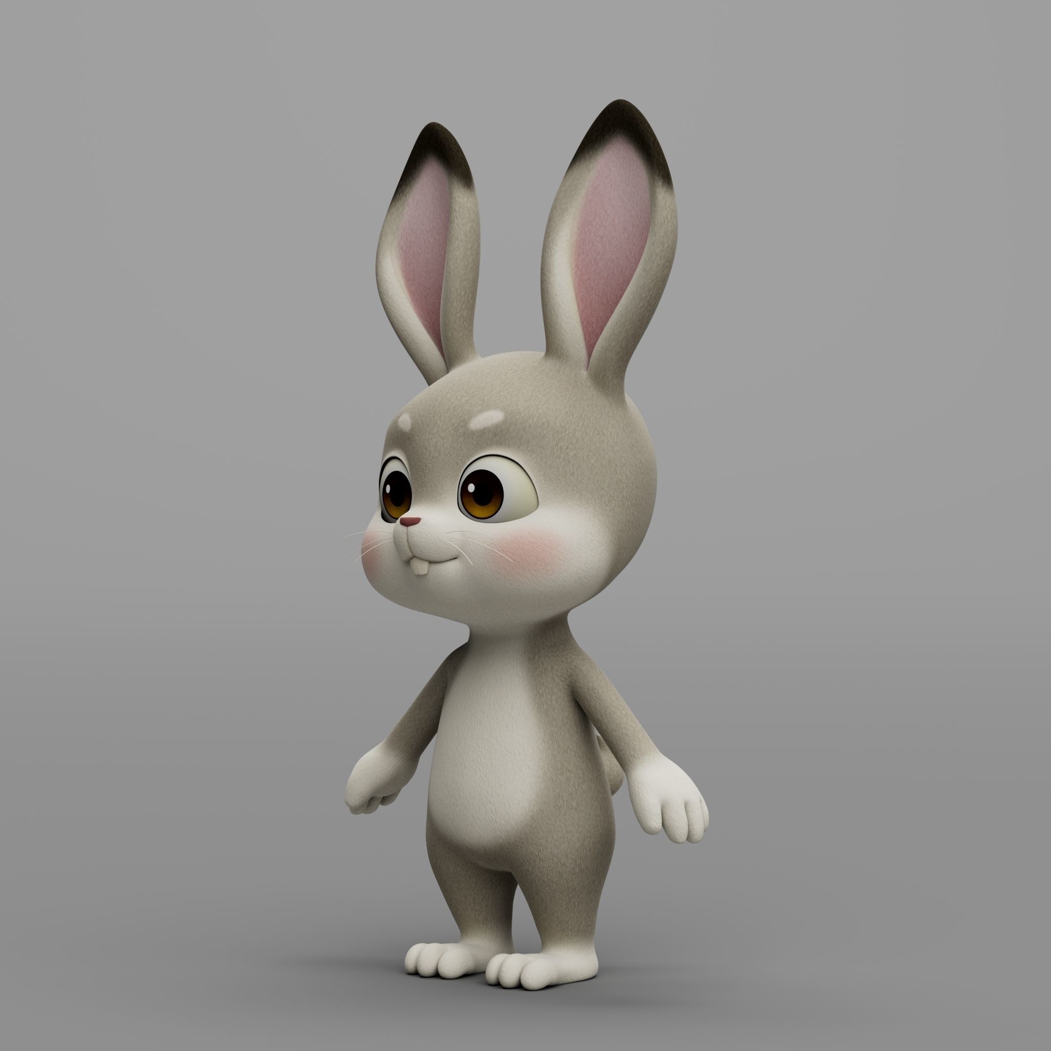 Rabbit cartoon character modeling textures  3D model_2