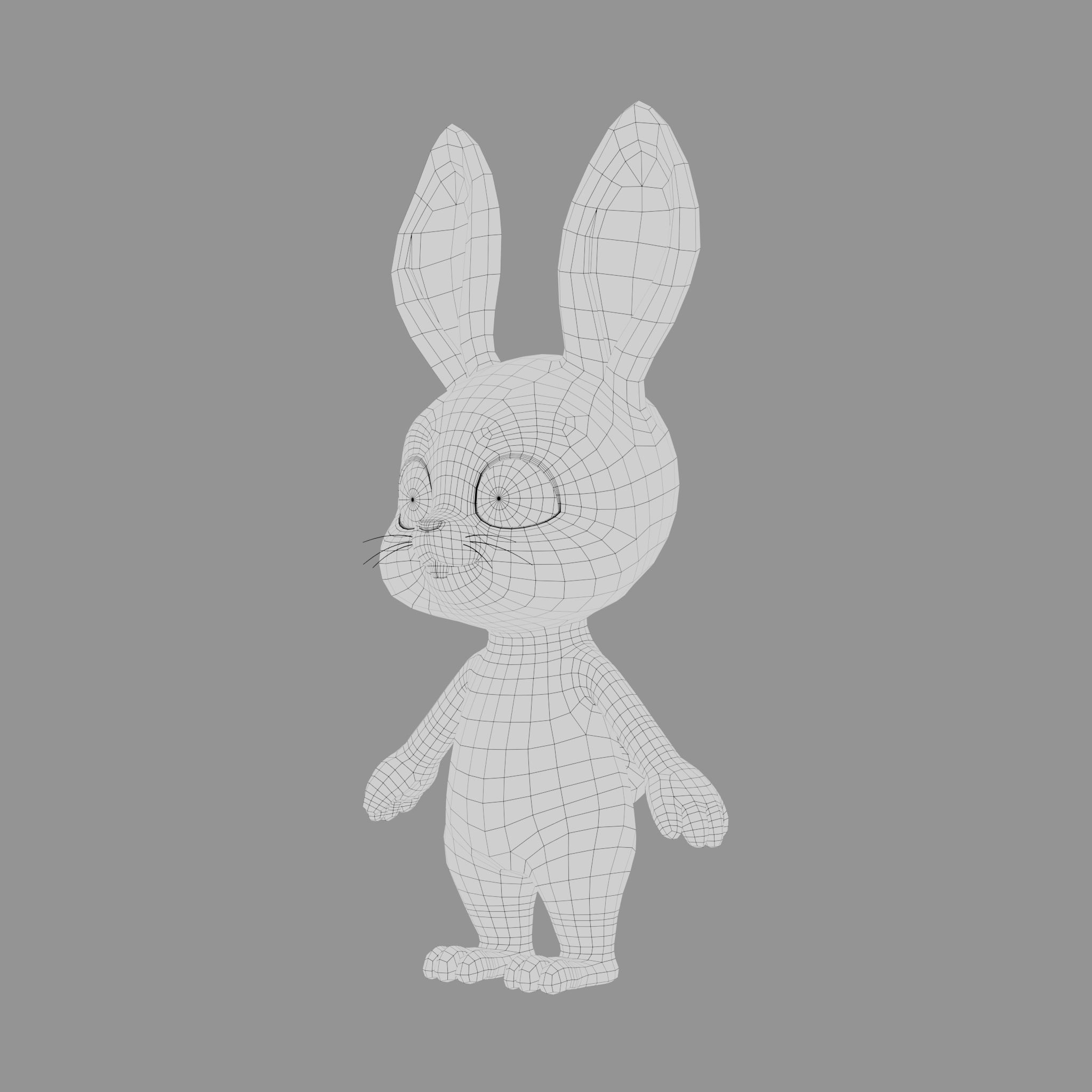 Rabbit cartoon character modeling textures  3D model_8