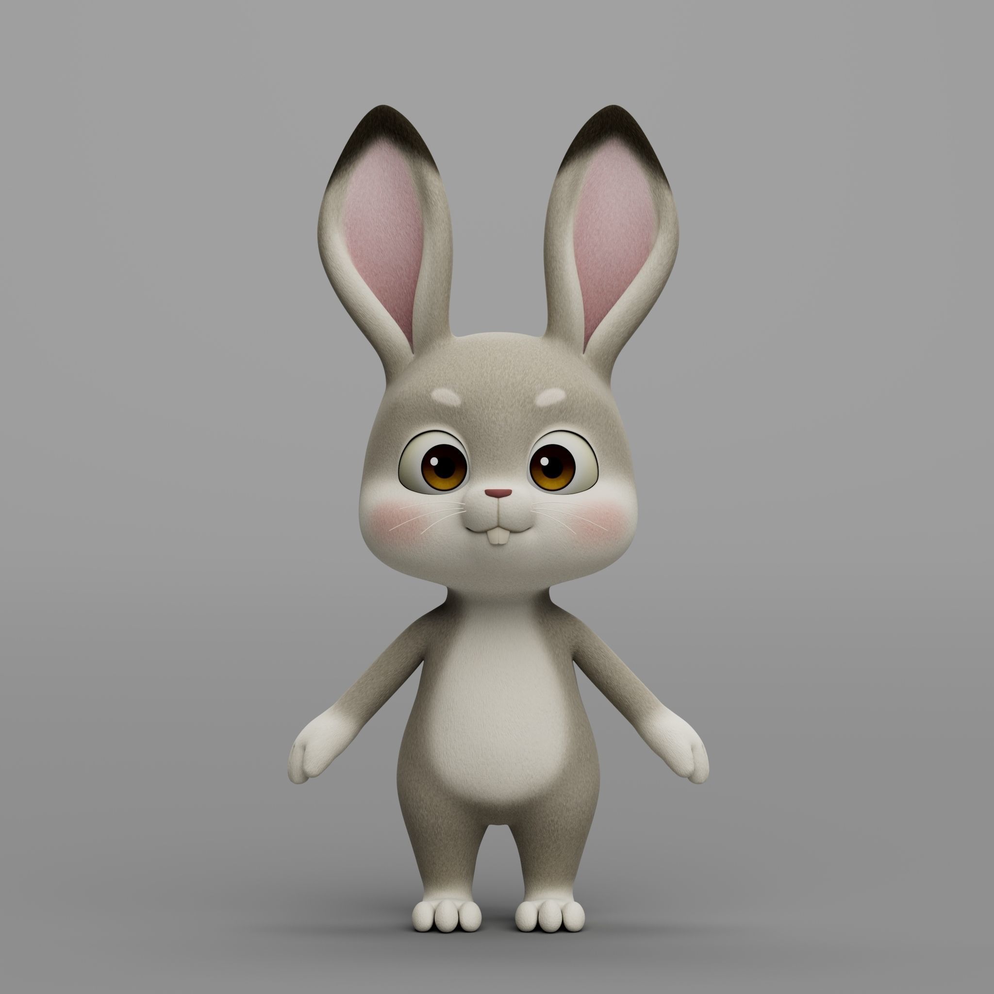 Rabbit cartoon character modeling textures  3D model_1