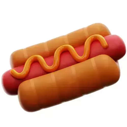 Hot dog 3D Icon Low-poly 3D model