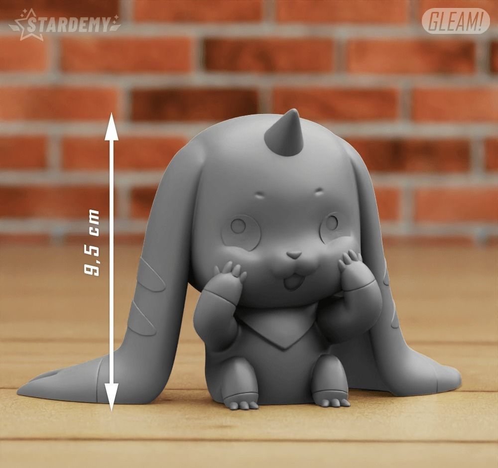 Terriermon Chibi no supports 2 different poses Digimon 3D print model_9