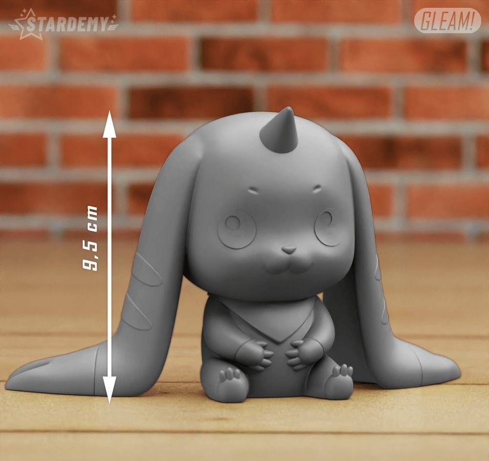 Terriermon Chibi no supports 2 different poses Digimon 3D print model_3
