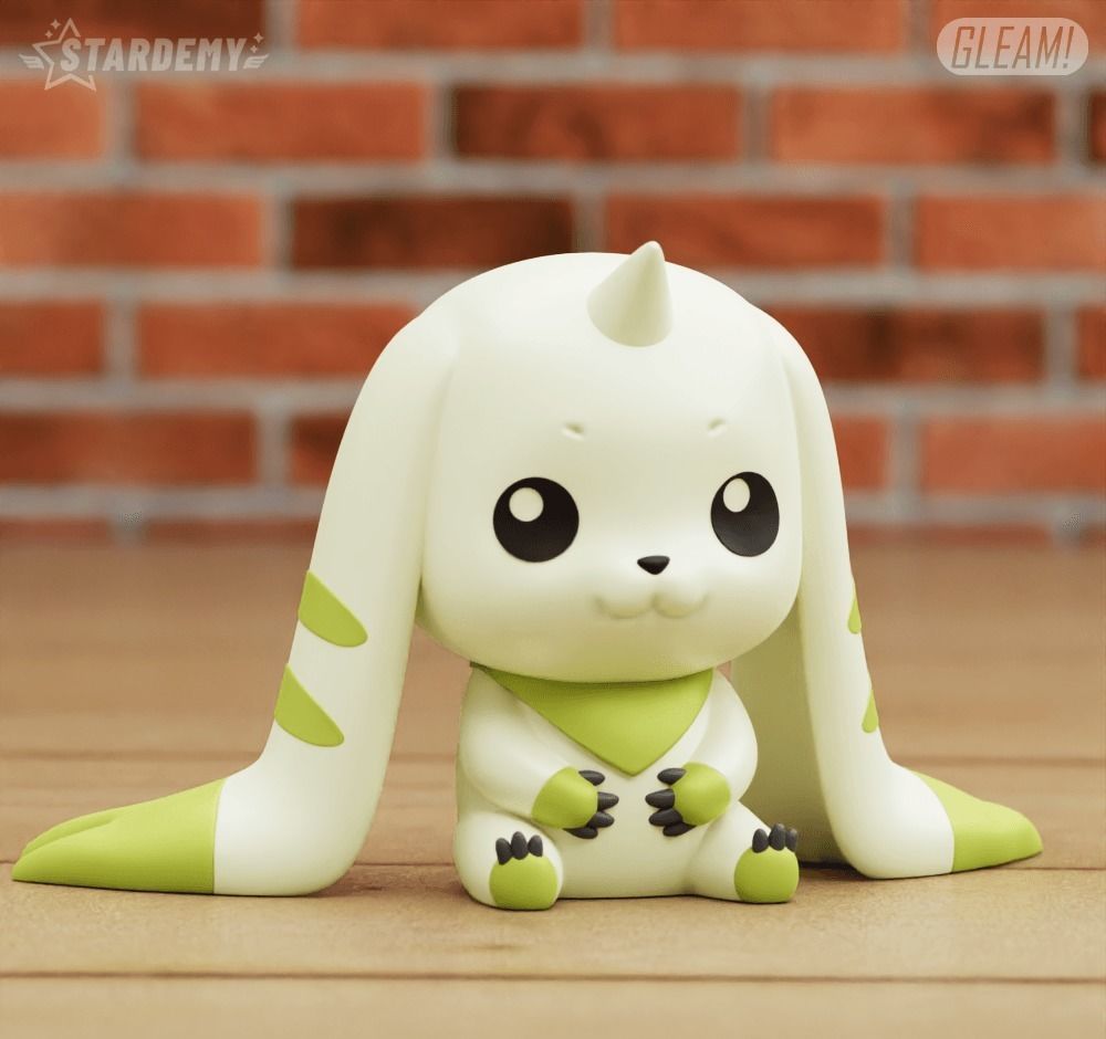 Terriermon Chibi no supports 2 different poses Digimon 3D print model_2