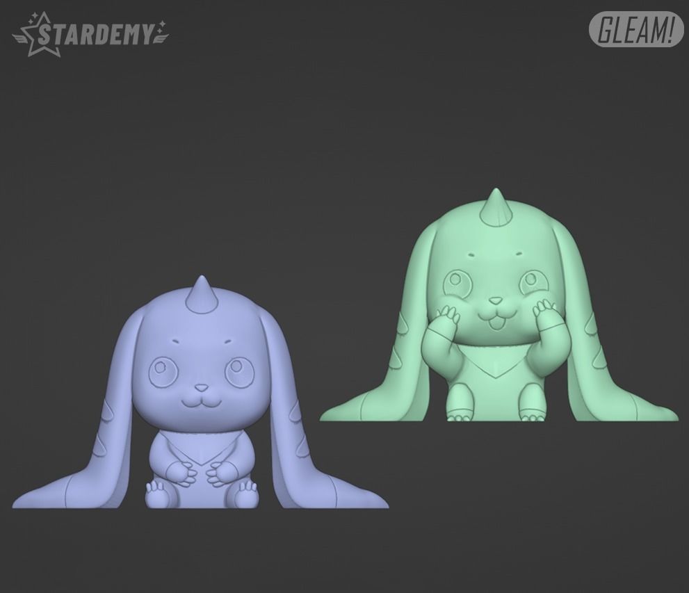 Terriermon Chibi no supports 2 different poses Digimon 3D print model_13