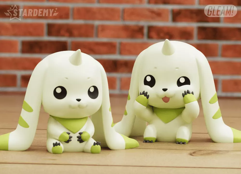Terriermon Chibi no supports 2 different poses Digimon 3D print model_0