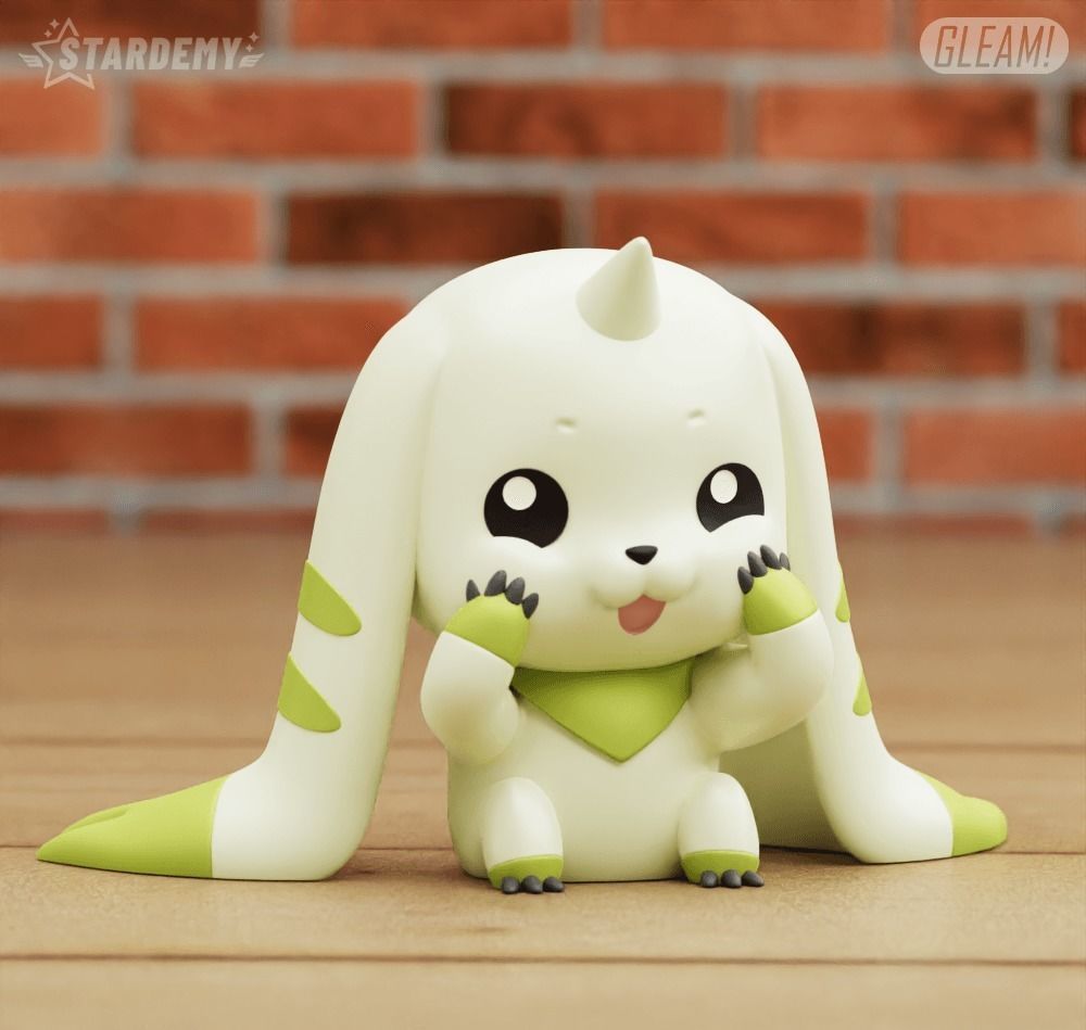 Terriermon Chibi no supports 2 different poses Digimon 3D print model_8