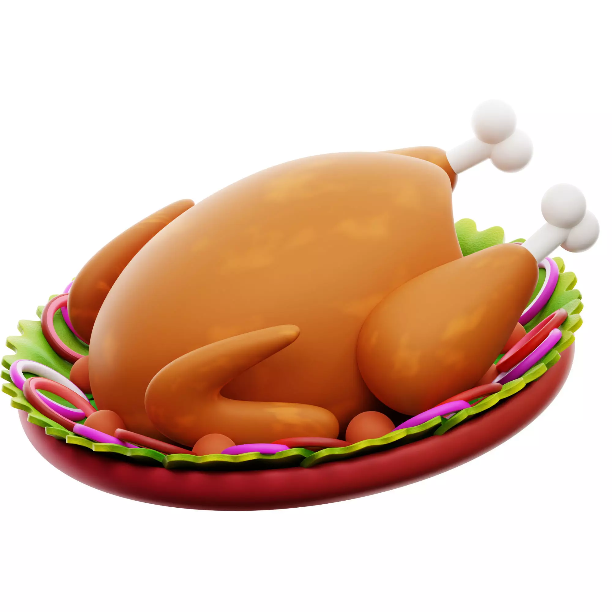 Roasted Chicken 3D Icon Low-poly 3D model_0