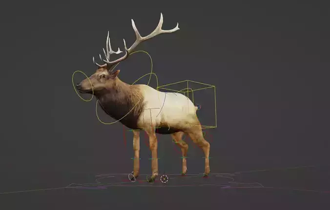 lowpoly rigged reindeer model for blender