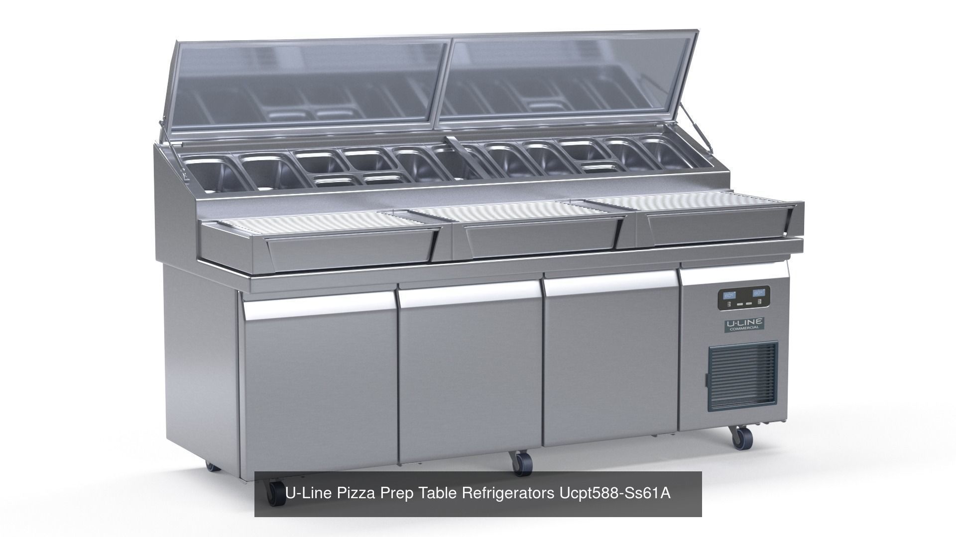 Commercial Pizza Prep Table Condiment Rail Refrigerated Base 3D Model Collection_3