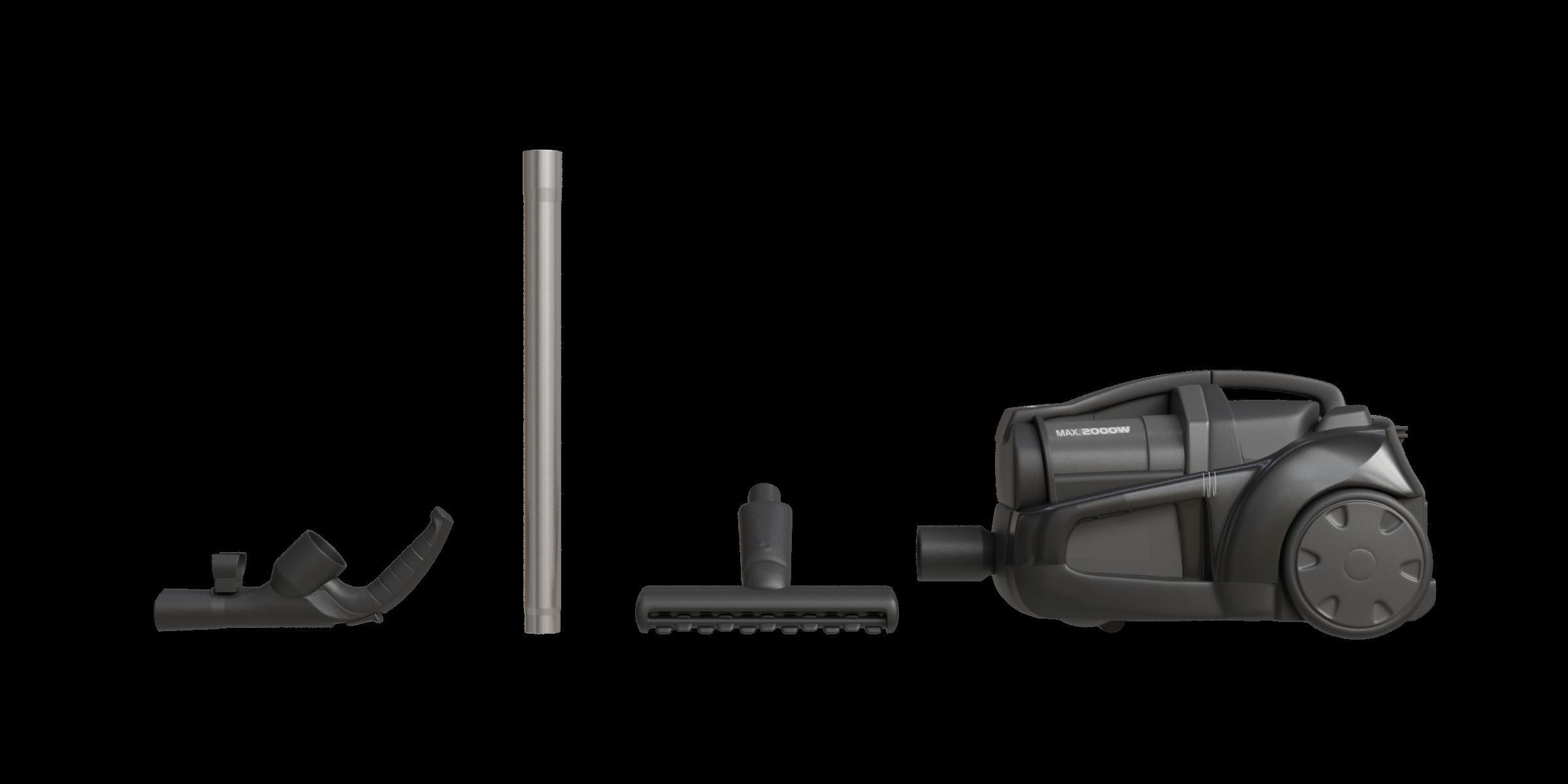 Black Modern Vacuum Cleaner 3D model_4