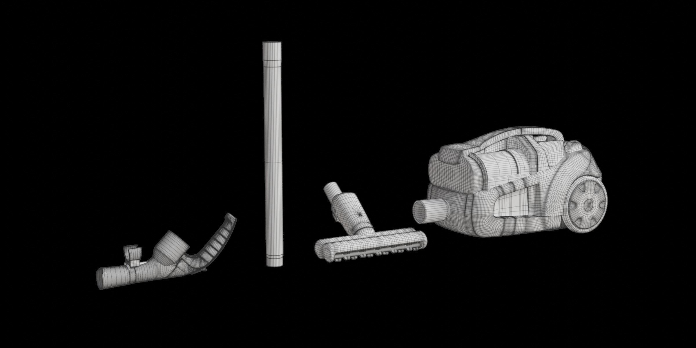 Black Modern Vacuum Cleaner 3D model_2