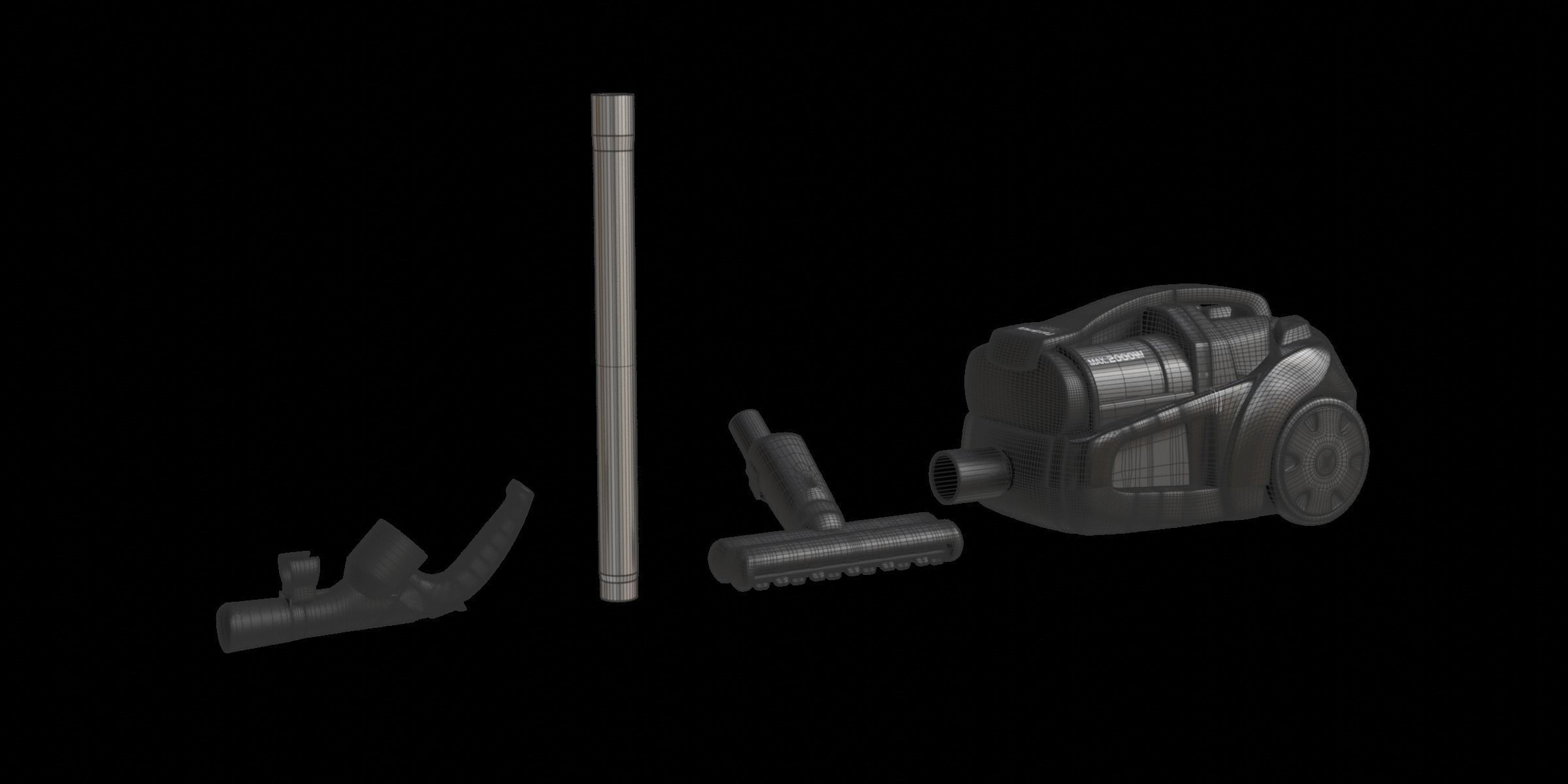 Black Modern Vacuum Cleaner 3D model_3