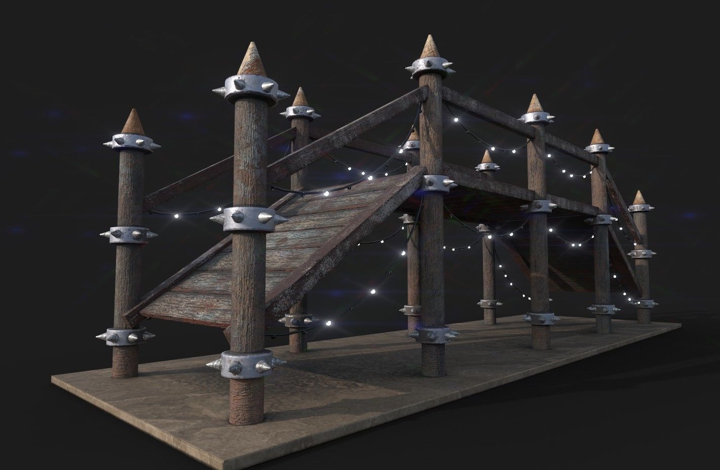 Game Ready Wooden Bridge Low-poly 3D model_1