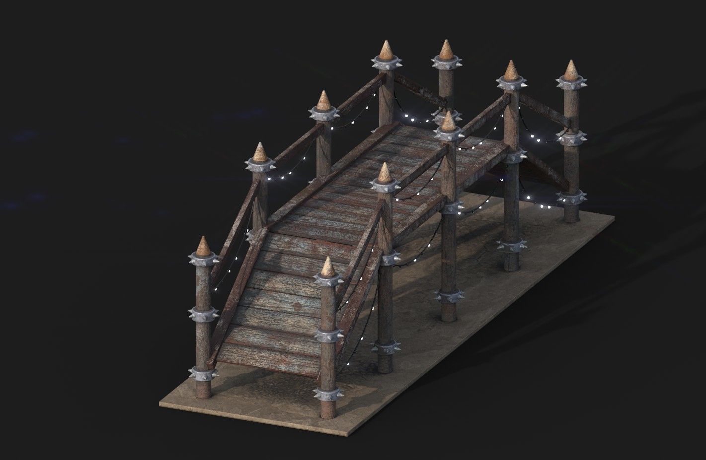 Game Ready Wooden Bridge Low-poly 3D model_5
