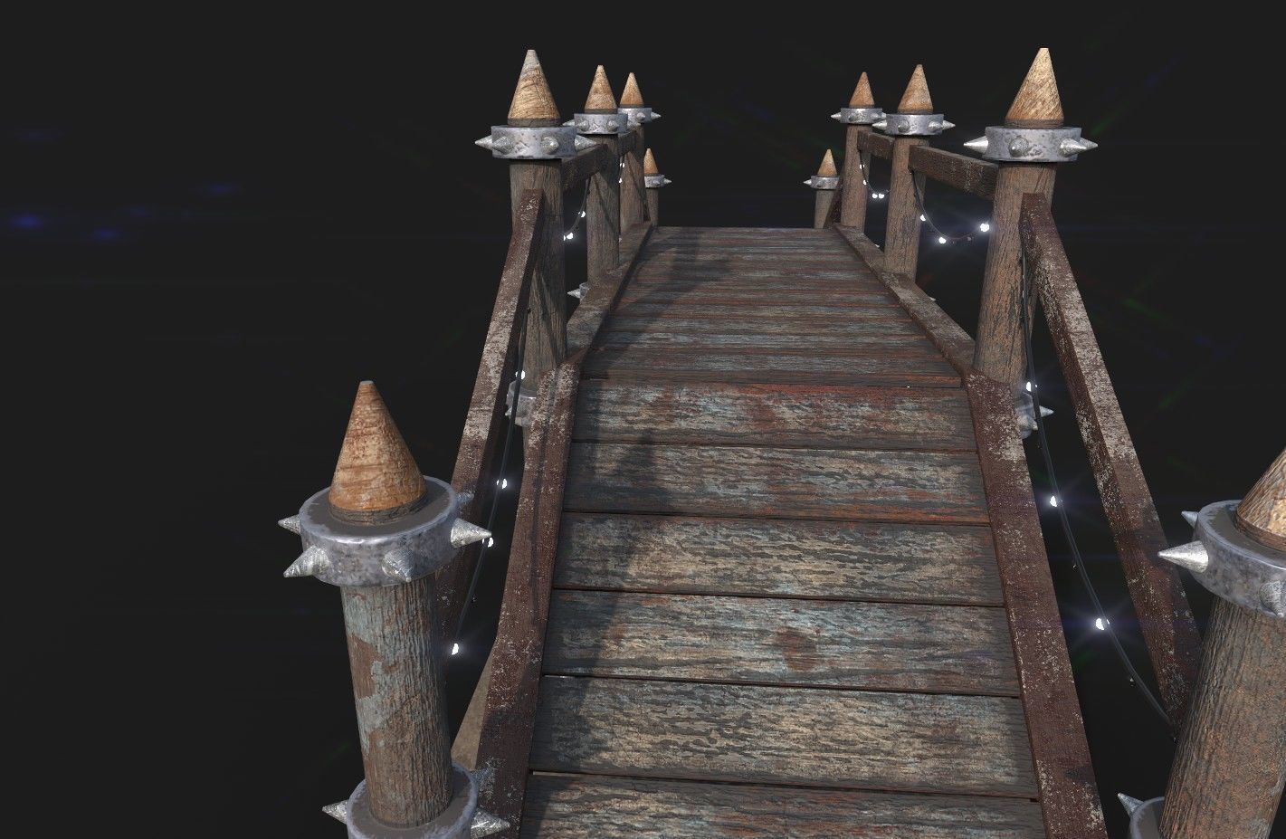 Game Ready Wooden Bridge Low-poly 3D model_2