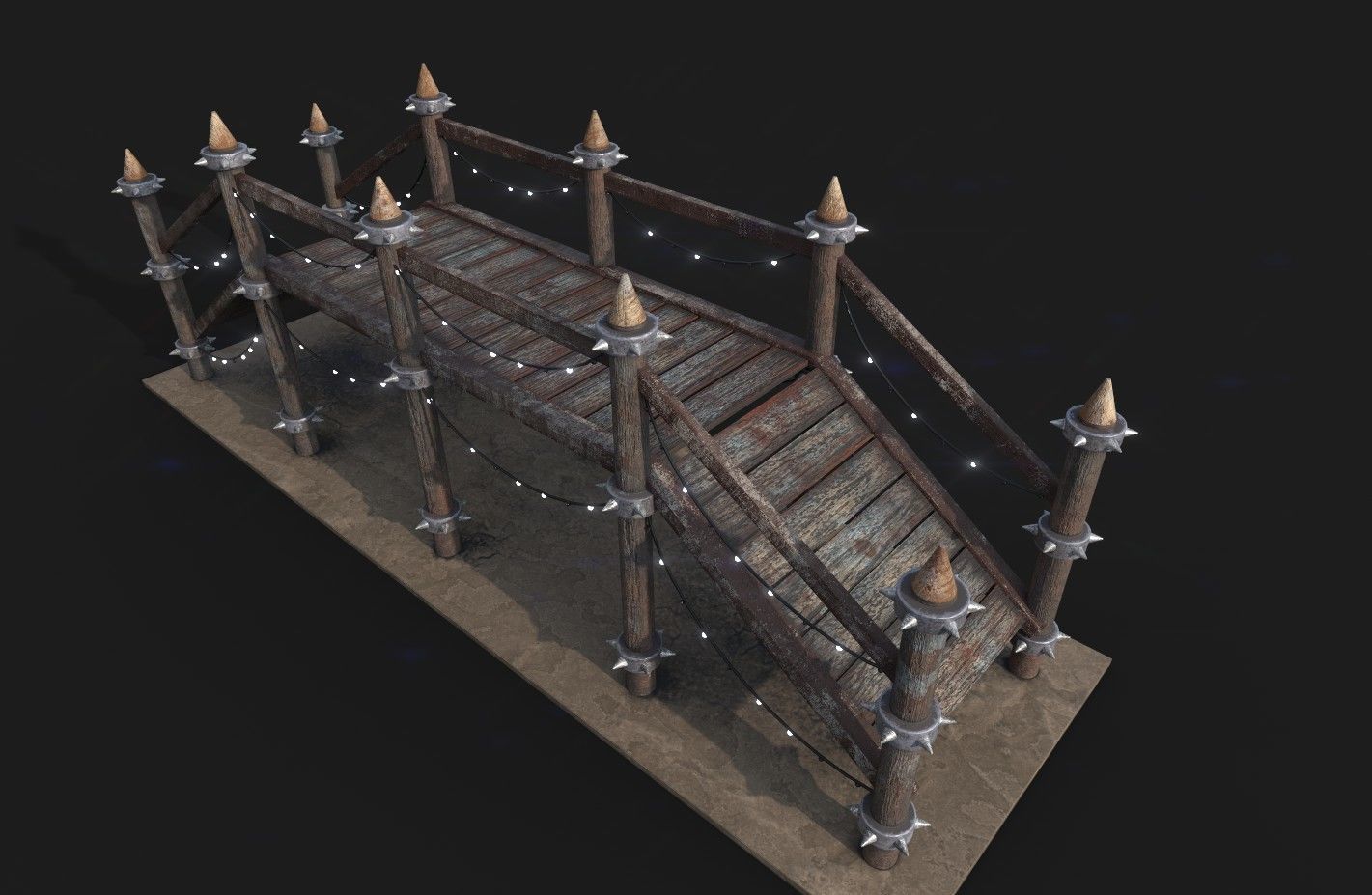 Game Ready Wooden Bridge Low-poly 3D model_4
