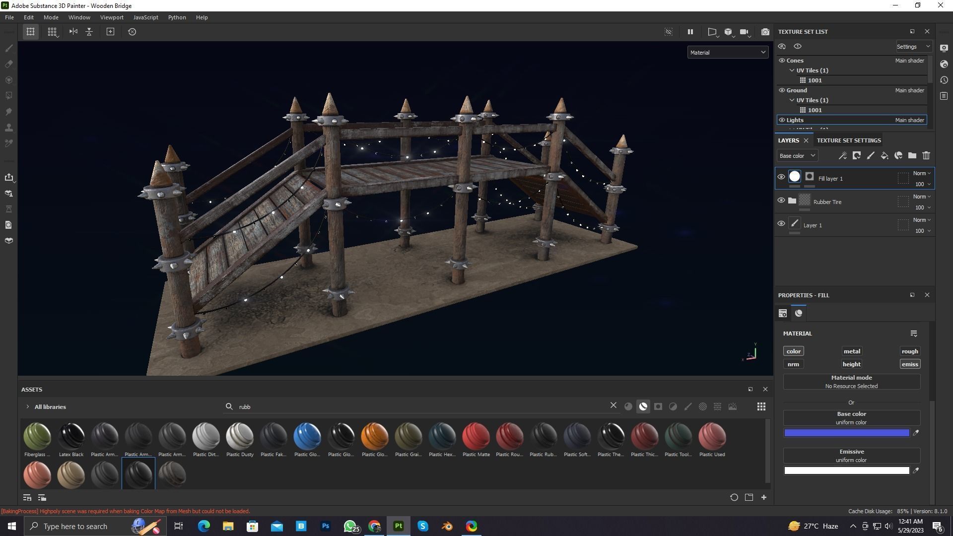 Game Ready Wooden Bridge Low-poly 3D model_9