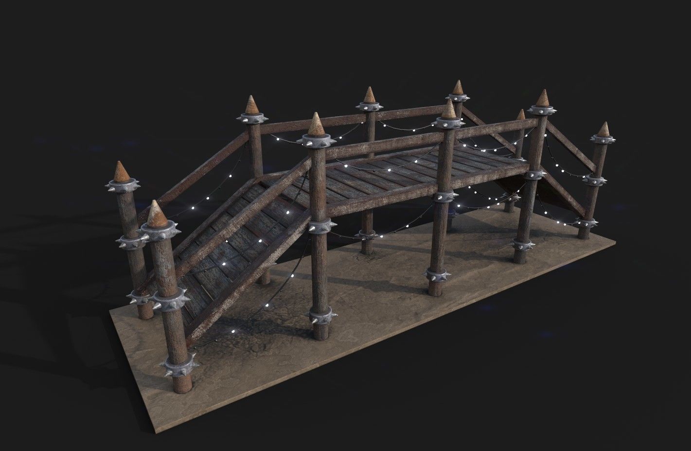 Game Ready Wooden Bridge Low-poly 3D model_3