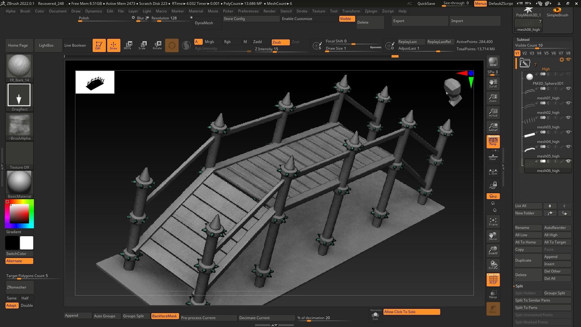 Game Ready Wooden Bridge Low-poly 3D model_8