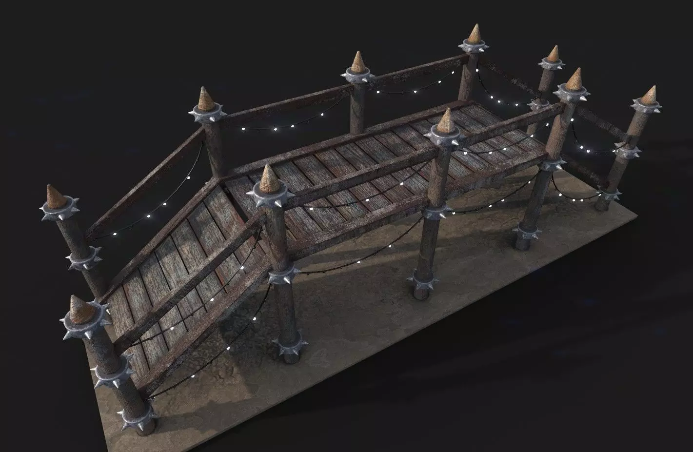 Game Ready Wooden Bridge Low-poly 3D model_0