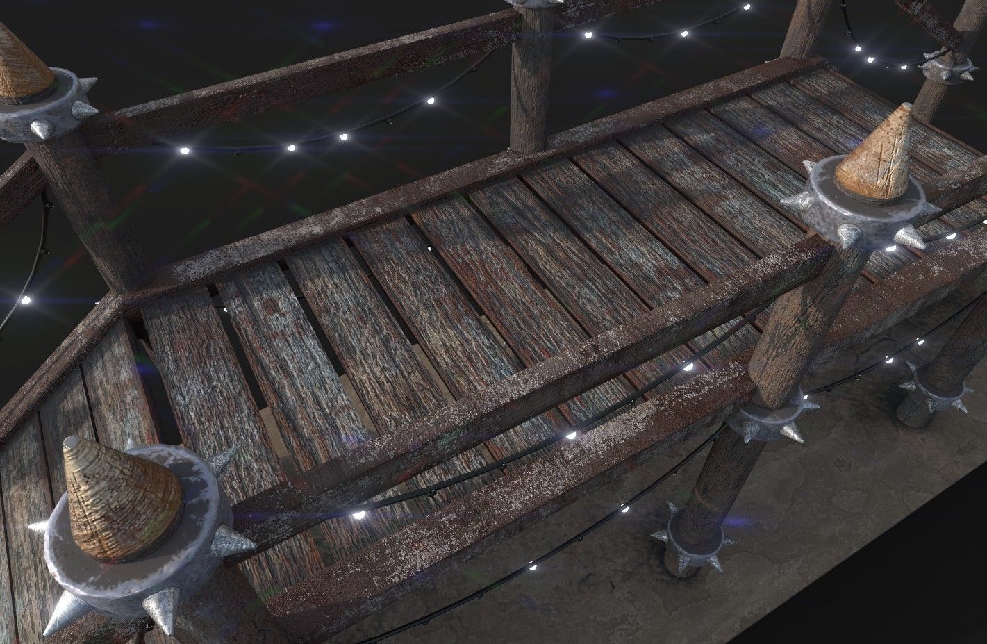 Game Ready Wooden Bridge Low-poly 3D model_7