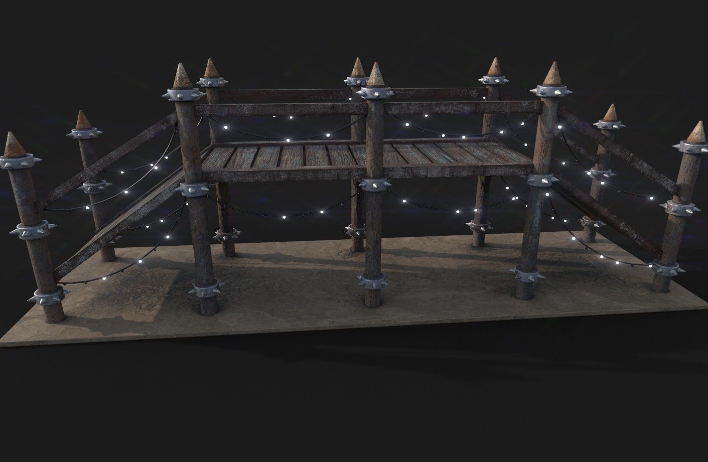 Game Ready Wooden Bridge Low-poly 3D model_6