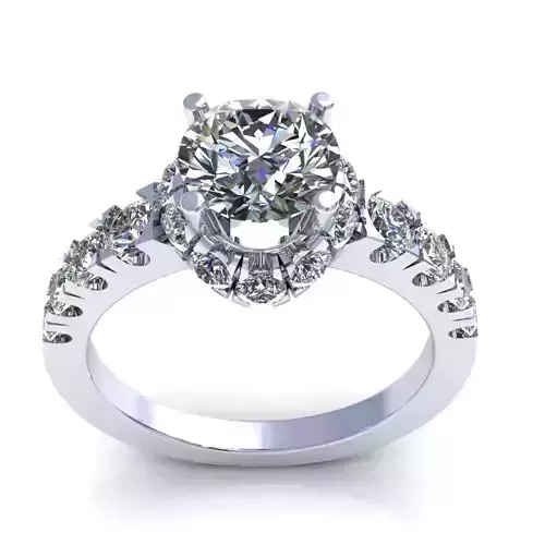 Pav V Prong Engagement Ring