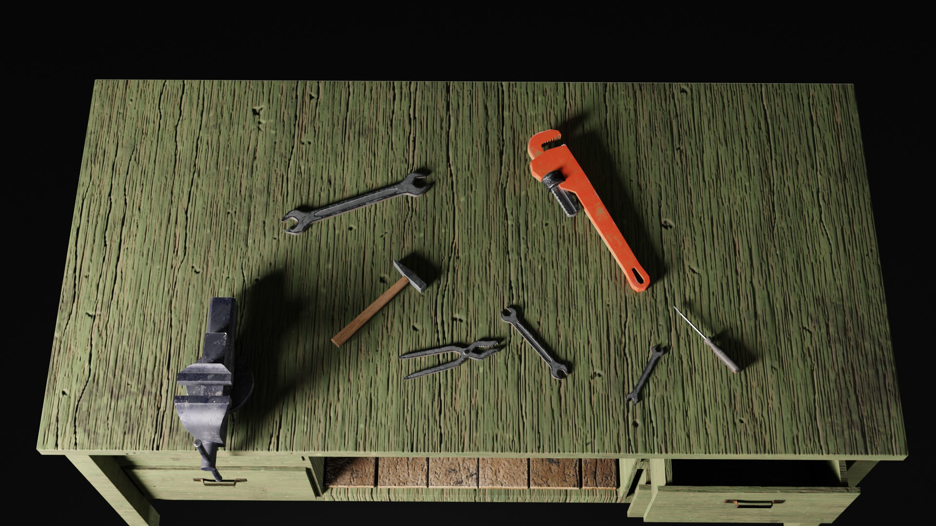 3D model Low-Poly Workbench by Nikdox VR / AR / low-poly | CGTrader