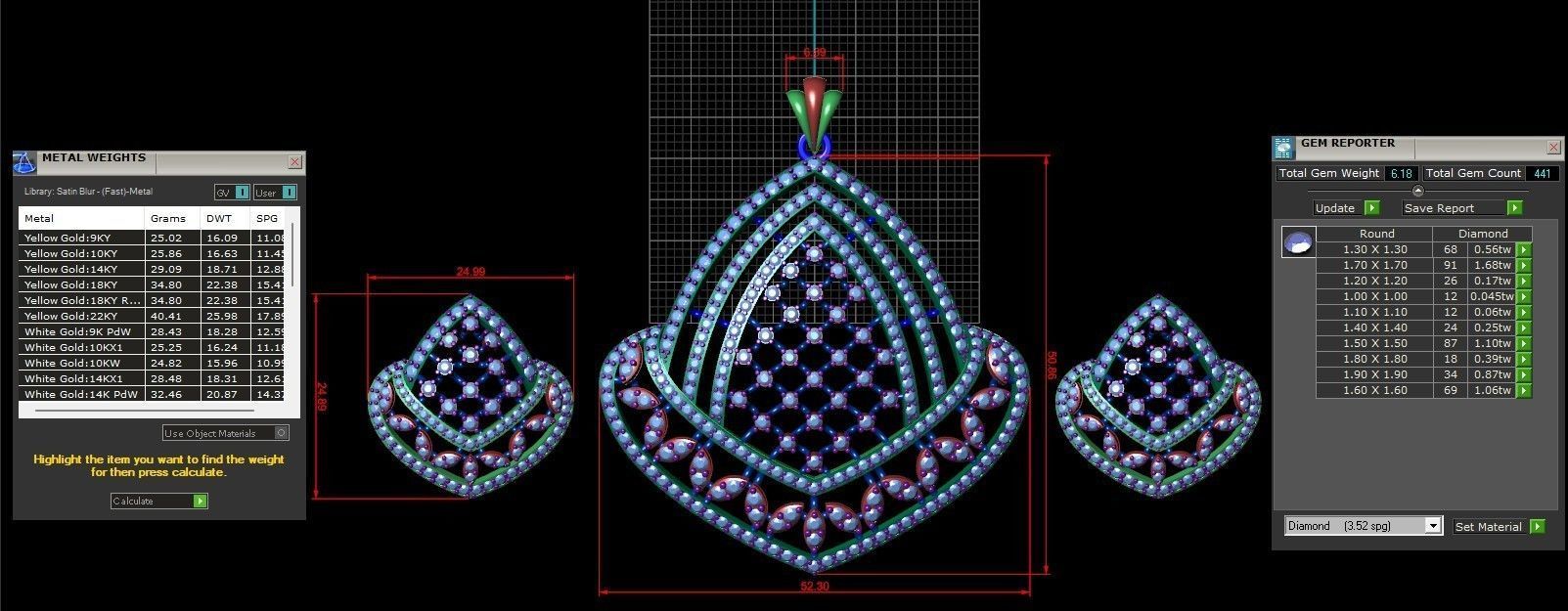 Rose Gold Diamond Pendant 3D Print Model 3D print model_2