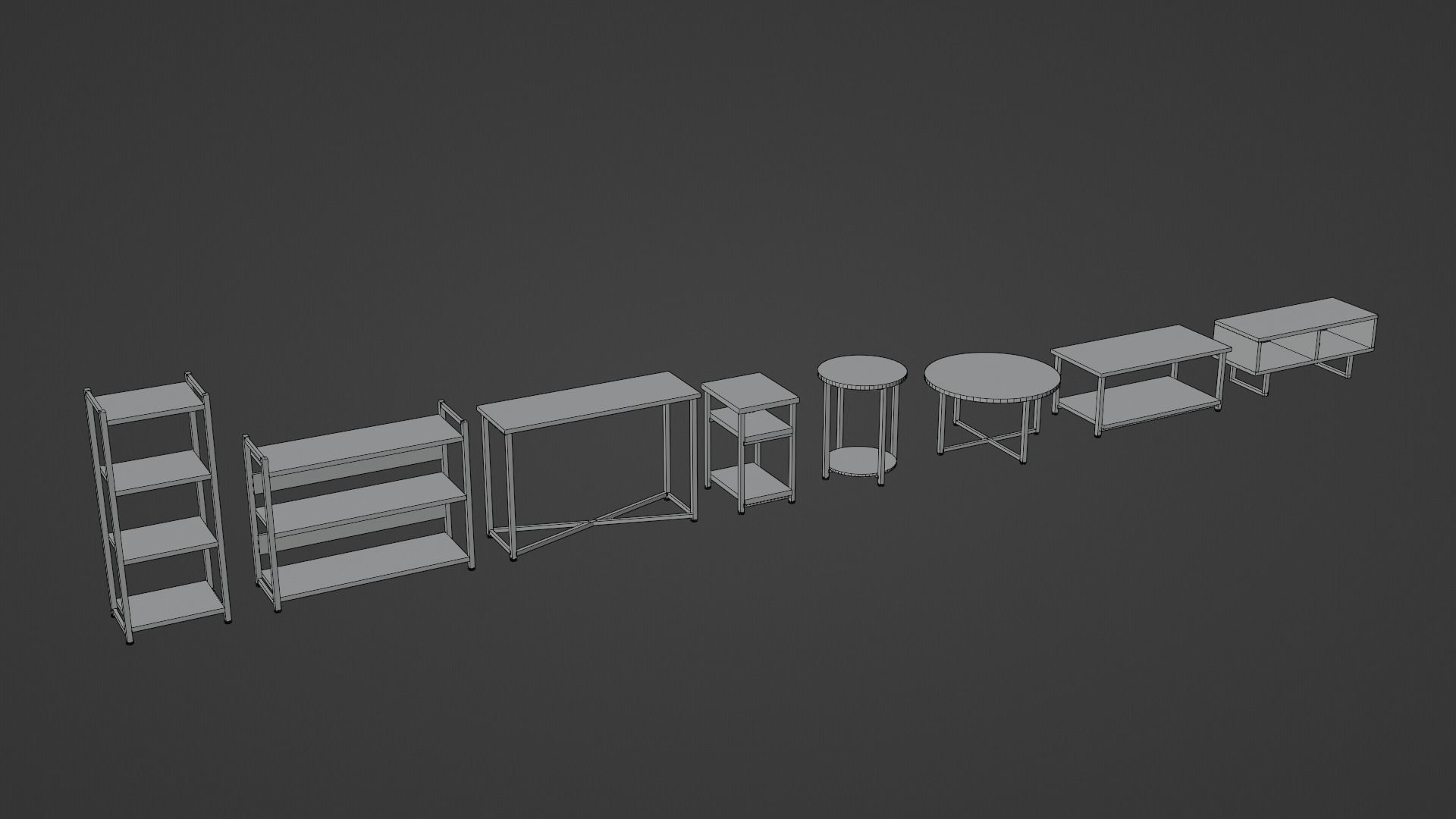 LowPoly Coffee Table Pack GameReady Asset Low-poly 3D model_7