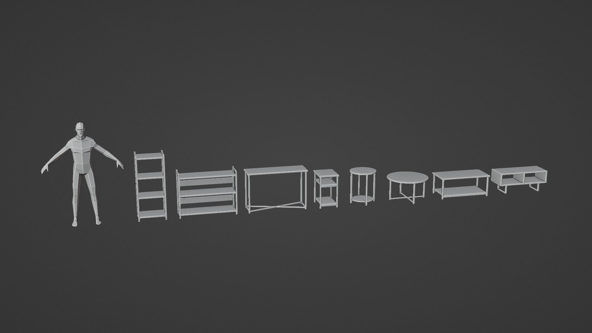 LowPoly Coffee Table Pack GameReady Asset Low-poly 3D model_6