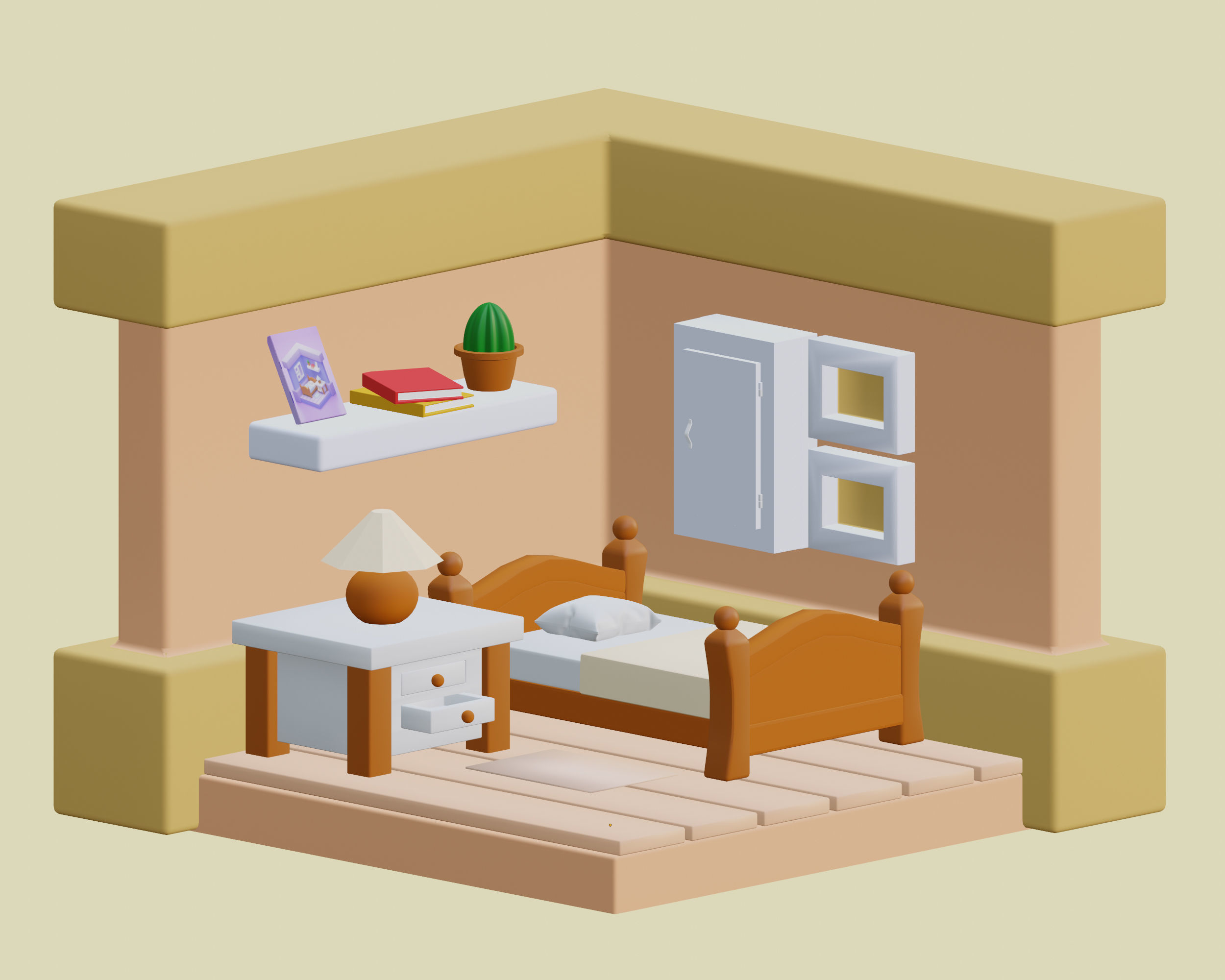 Isometric Room 3d Model Free Vr Ar Low Poly 3d Model Cgtrader