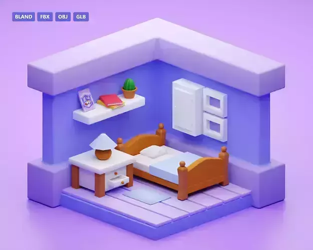 Isometric room 3D model Free low-poly 3D model