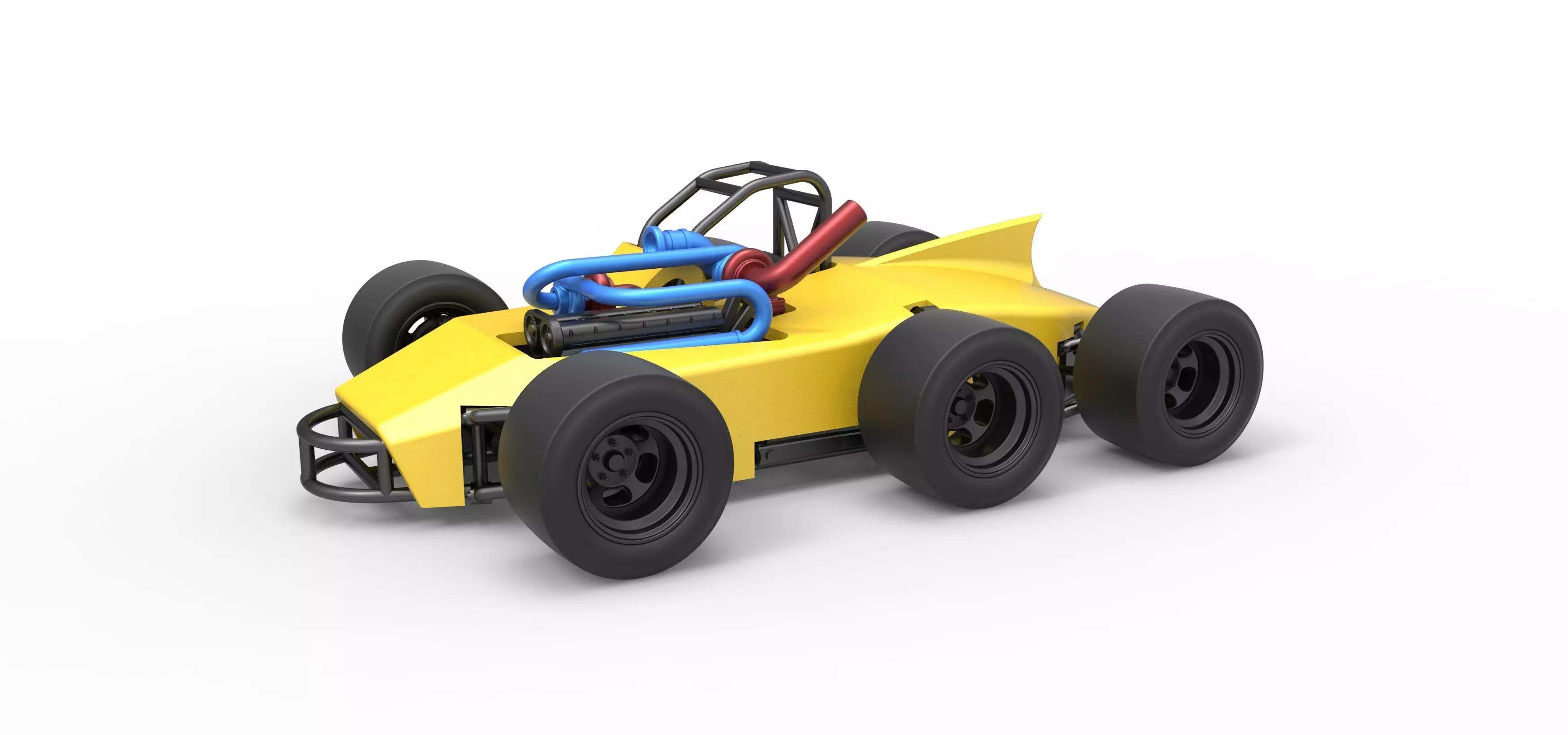 Concept race car with 6 wheels Scale 1 to 25 3D print model